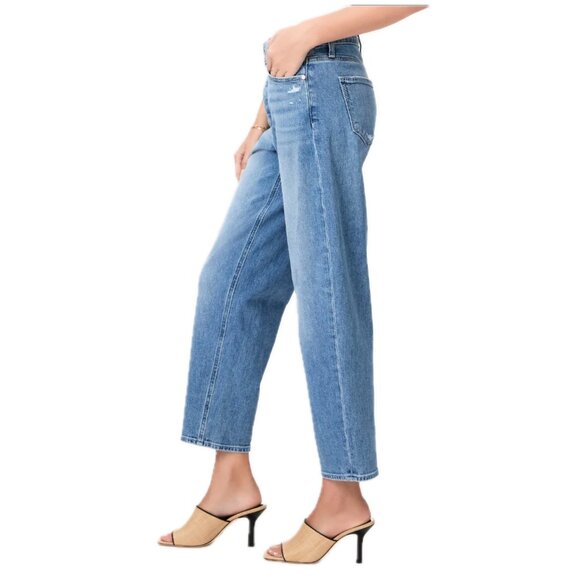 PAIGE Alexis HiRise Barrel Leg Jean Ankle Button-Fly Soft Vintge Denim Sz 29 NWT - Picture 2 of 9
